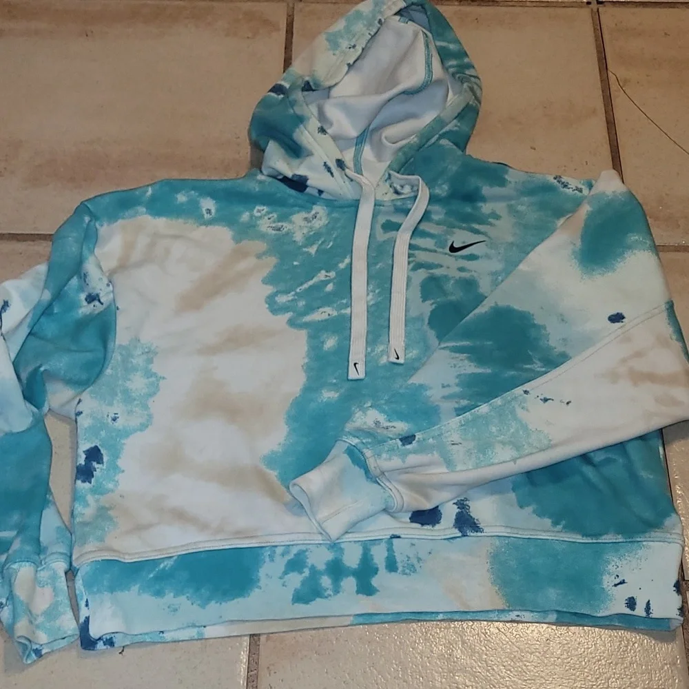 Nike Get Fit Women's French Terry Tie-Dye Training Hoodie - Blue - Size XS Retro